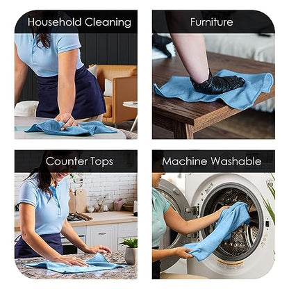 Microfiber Cleaning Cloths (Pack of 36 - 16x16 Inches / Multicolor)