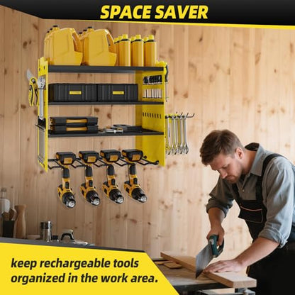 Power Tool Organizer Wall Mount with 4 (Yellow / 4-Drills Holders)