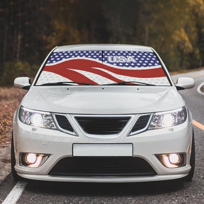 American USA Flag Car Windshield Sunshade Umbrella Foldable (57X31 Inch / styled45f)