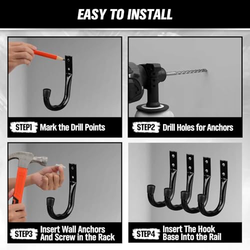 Heavy Duty Garage Storage Hooks (12-Piece Black)