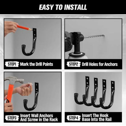 Heavy Duty Garage Storage Hooks (12-Piece Black)