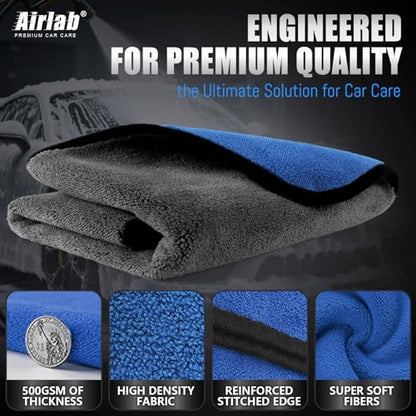Microfiber Towels Cars Wash Drying Cleaning Cloth (Navy Blue & Grey)
