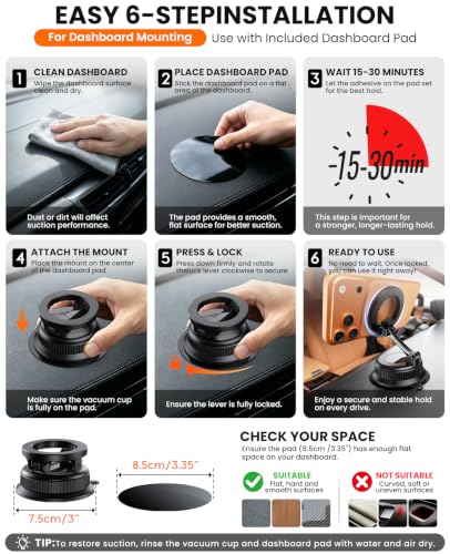 Vacuum Car Phone Holder for MagSafe (Black)