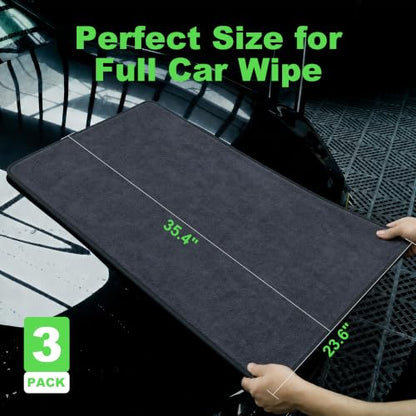 Car Drying Towels (New Car Towels - Dark Grey / 35.4" x 23.6" - 3pcs)