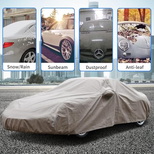 Thick Shell Car Cover Waterproof All Weather for Automobiles (Brown / CM: for Coupe (Length 173"-182"))