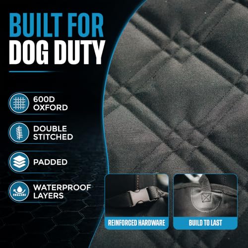 Bulldogology Dog Car Seat Cover 64"x60" Waterproof Heavy Duty Bench Dog Hammock Backseat Protector from Hair (Black / X-Large)