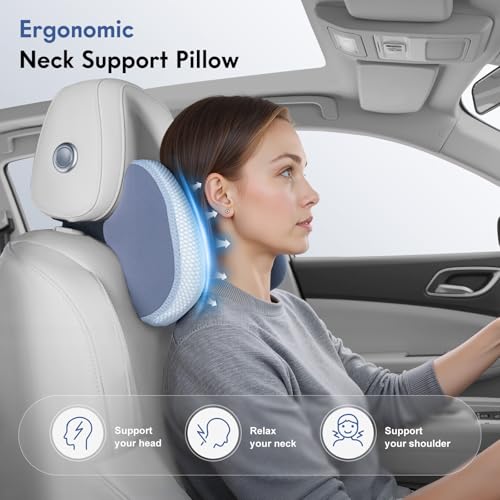 Lumbar Support Pillow and Neck Pillow for Office Chair Car (Blue / 2 Pieces)