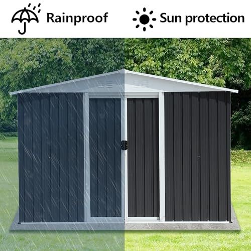 6x8 FT Outdoor Storage Shed (6x8 FT / Gray)