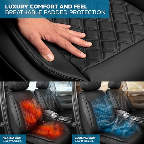 Curated Diamond IV Leather Seat Covers for Cars & SUVs (Black (Diamond IV) / Front Seats)