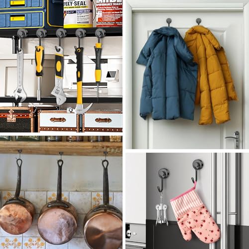 6 Pack Magnetic Hooks (Black / 0.79in)