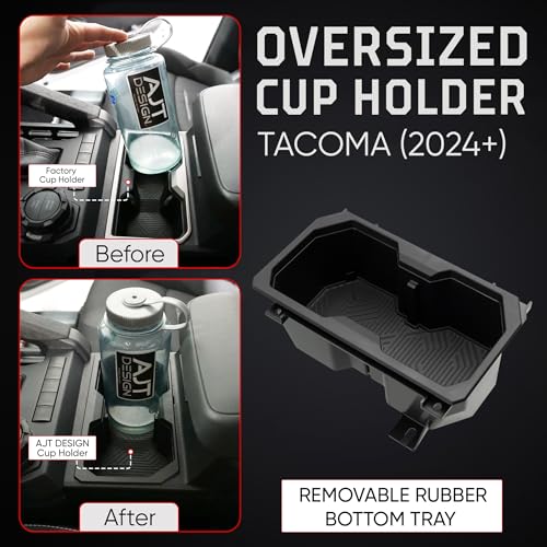 Oversize Cup Holder Compatible with Toyota Tacoma 2024+ (Black)