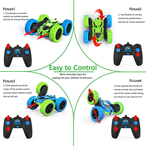 Remote Control Car for Kids (Blue&green / Standard (Headlights))