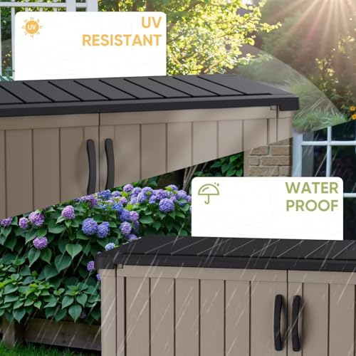 Outdoor Storage Cabinet 50 Cu Ft with Lockable Doors (Beige / 50 Cu Ft/Vertical)