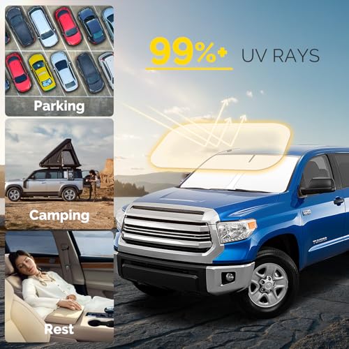 Car Windshield Sun Shade Compatible for Toyota Tundra Accessories 2007 (For 2007-2021 Toyota Tundra)