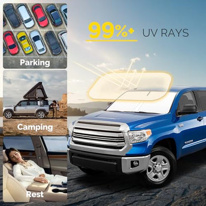 Car Windshield Sun Shade Compatible for Toyota Tundra Accessories 2007 (For 2007-2021 Toyota Tundra)