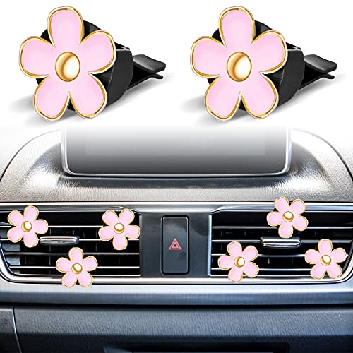 6 Pcs Daisy Vent Clips for Car (Pink / 1 Count (Pack of 6))