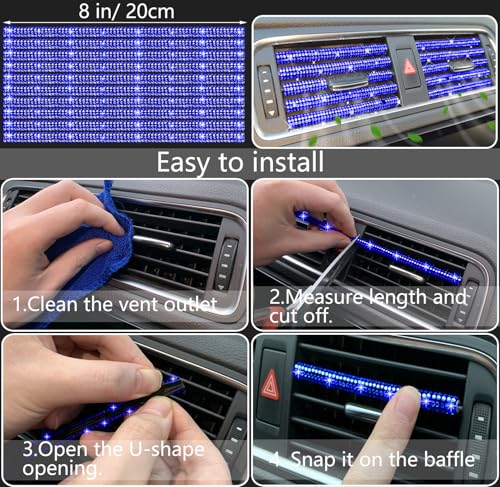 27 PCs Blue Bling Car Accessories Set for Women (Blue Diamond)