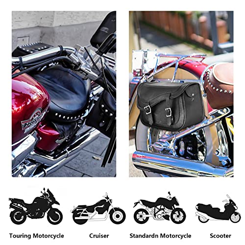 Motorcycle Saddle Bags Genuine Leather Motorcycle Luggage Bag For Softails Sportsters and Choppers (13”x13“x10” / Black)