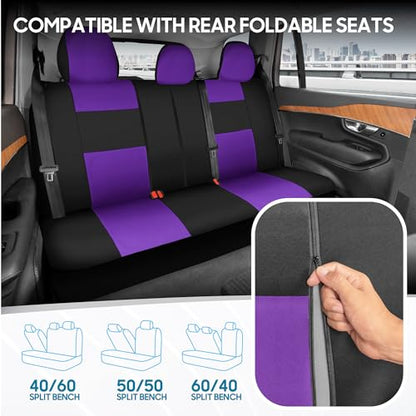 PolyPro Car Seat Covers Full Set in Purple on Black (Purple)