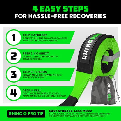 Recovery Tow Strap (Green / 3in x 20ft)