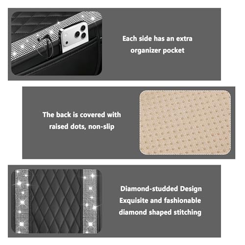 Upgraded Car Center Console Cover with Rhinestones (Upgraded Diamond - Bling Silver)