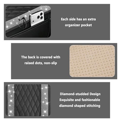 Upgraded Car Center Console Cover with Rhinestones (Upgraded Diamond - Bling Silver)