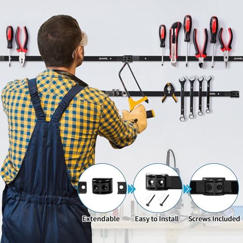 6 Pieces 24" Magnetic Tool Holder Strip (Black 6PC / 24")