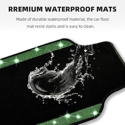 Bling Car Floor Mats Full Set (Green Diamond / Car Floor Mats (4 Pieces))