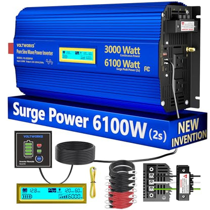 3000 Watt Pure Sine Wave Power Inverter 3000W 12V to 110V 120V AC