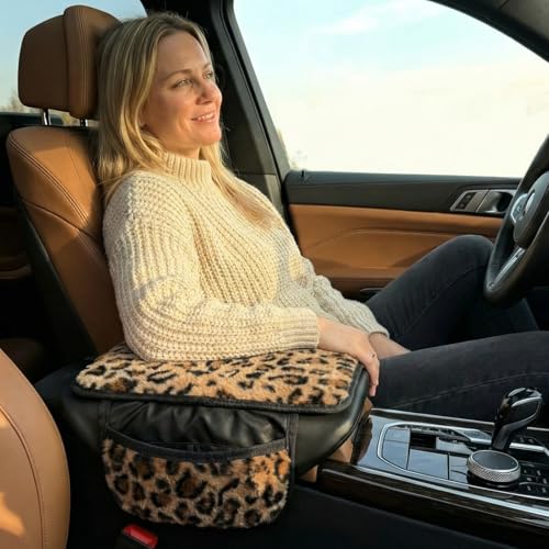 Plush Fuzzy Car Center Console Cover with Side Pockets
