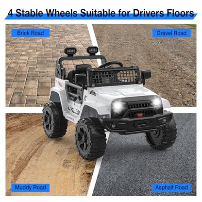 12V Kids Electric Ride On Truck Car w (White)