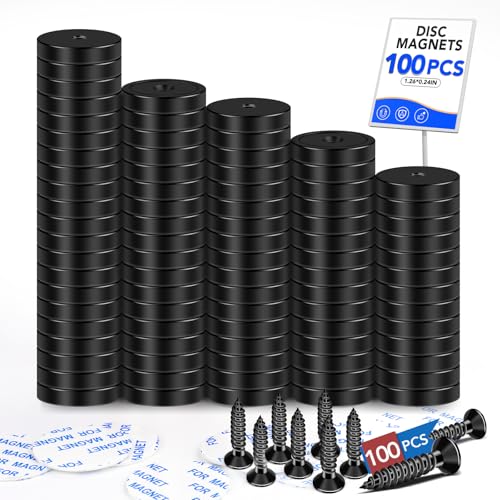 Magnets 110 LBS Heavy Duty Neodymium Strong Magnet 100 Pack (Black / 1.26in)