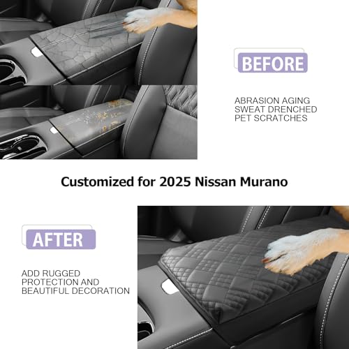 2025 2026 Murano Center Console Cover Compatible with 2025 2026 Nissan Murano Accessories 2025 Murano SL (2025-2026 Murano Thick Black)