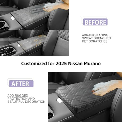 2025 2026 Murano Center Console Cover Compatible with 2025 2026 Nissan Murano Accessories 2025 Murano SL (2025-2026 Murano Thick Black)
