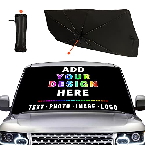 Custom Car Windshield Sun Shade Umbrella Personalized Car Shade Umbrella with Photo Text Design Foldable Sunshade (custom-3)