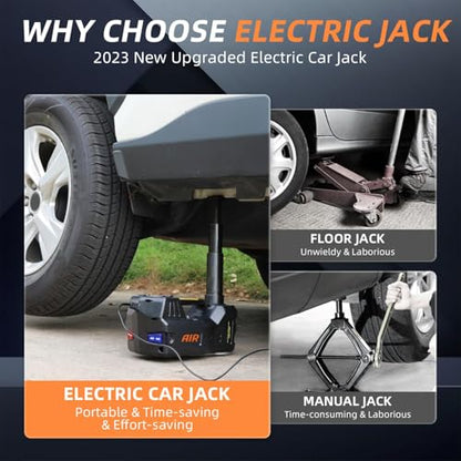 Electric Car Jack 5 Ton 12V Hydraulic (Black Jack+Impact Wrench)