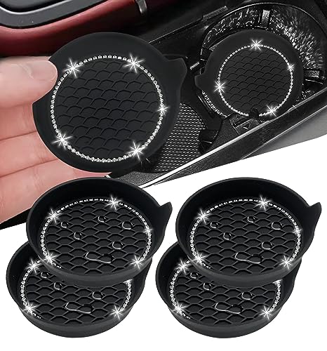 4pcs Bling Car Cup Holder Coaster (New Black / 4pcs)