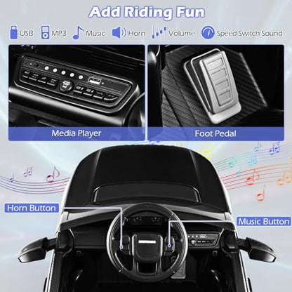 12V Kids Ride On Car (Black / 42.5” x 25.5” x 20”(L x W x H))