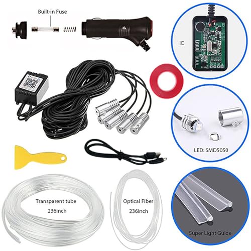 Interior Car LED Strip Lights RGB Fiber Optic Trim Lighting 5 in 1