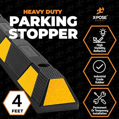 48" Heavy Duty Rubber Parking Stopper (1) Yellow Parking Stoppers / 2) 48 Inch)
