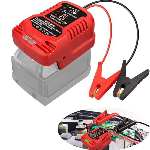 Car Jump Starter Adapter for Milwaukee 18V Battery Powered with 12V Jumper Cables &Clamps for 3.5L Vehicles (For Milwaukee M18 18V Battery)