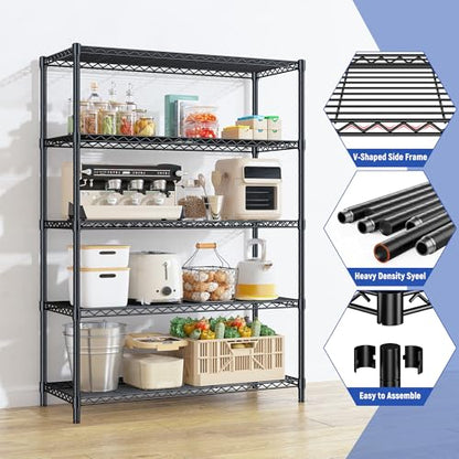 5 Tier Adjustable Storage Shelves (13.8"D x 35.5"W x 71.1"H)