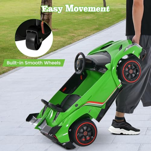 Ride on Car Lamborghini Licensed 12V Battery Powered 4WD Sports Car with Remote Control (Green)