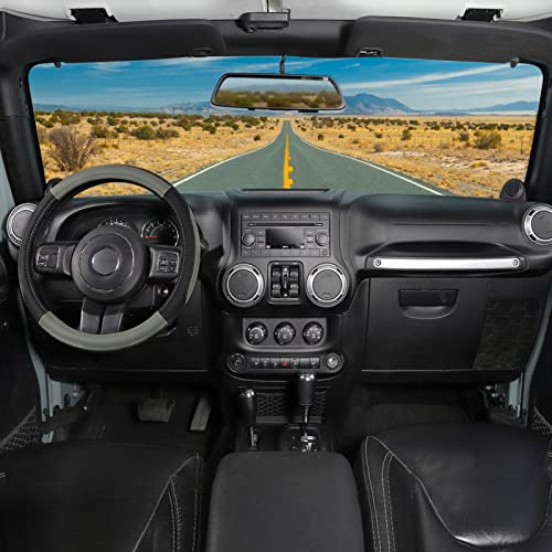 Car Steering Wheel Cover for F150 Tundra Range Rover 15.5" (Large size[15 1/2''-16''] / Black and Gray)