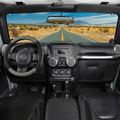 Car Steering Wheel Cover for F150 Tundra Range Rover 15.5" (Large size[15 1/2''-16''] / Black and Gray)