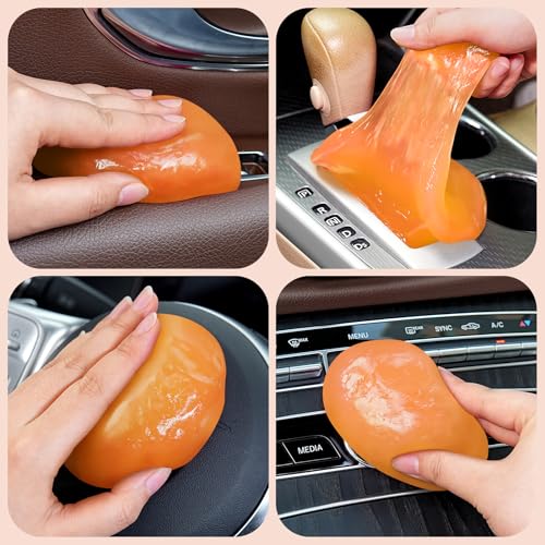 Car Cleaning Gel Car Cleaning Putty Car Putty Car Interior Cleaner Car Slime Car Detailing Kit Car Accessories Gifts for Men Women Stocking Stuffers Orange (Orange)