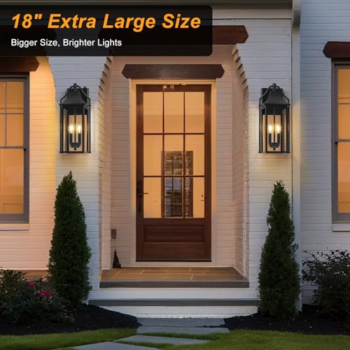18IN Dusk to Dawn Outdoor Wall Sconce (Black(with Black Base) / 18inch 2-e12 Base)