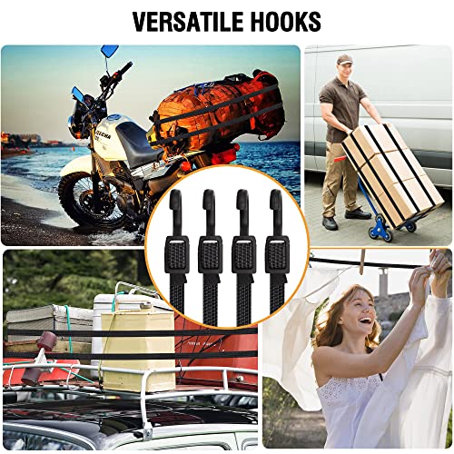 Bungee Cords with Hooks (40 Inch / 6pcs Black)