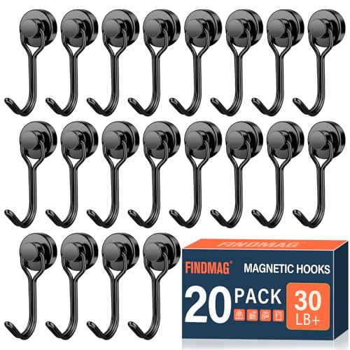 20 Pack Black Magnet Hooks (Black / 0.63in)