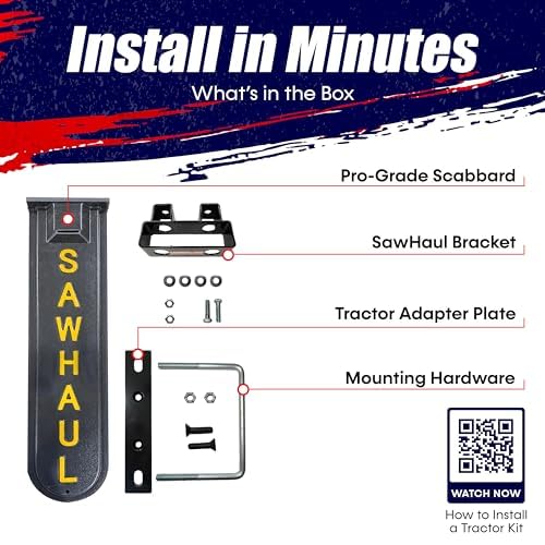 GearHaul SawHaul Fixed Universal Tractor Chainsaw Carrier (Fixed - Tractors / 20 Inch Scabbard / Yellow)